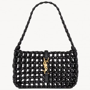 Saint Laurent Le 5 À 7 Hobo Bag in Black Wood Beads