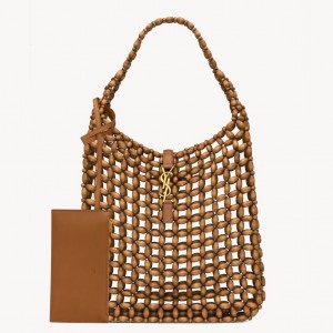 Saint Laurent Le 5 À 7 Large Bag in Brown Wood Beads