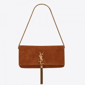 Saint Laurent Kate 99 Shoulder Bag In Brown Suede