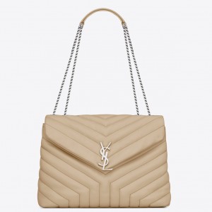 Saint Laurent Loulou Medium Bag In Powder Matelasse Leather