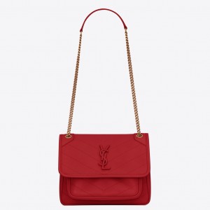 Saint Laurent Baby Niki Bag In Red Lambskin