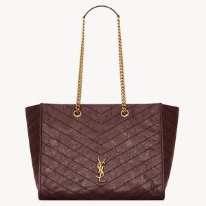 Saint Laurent Niki Medium Shopping Bag in Bordeaux Vintage Calfskin