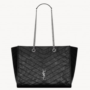 Saint Laurent Niki Medium Shopping Bag in Noir Vintage Calfskin