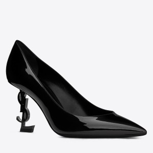 Saint Laurent Opyum Pumps 85mm In Patent Leather with Black Heel