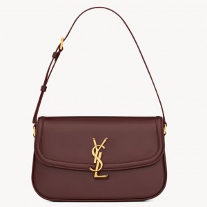 Saint Laurent Solferino Small Shoulder Bag in Bordeaux Box Calfskin