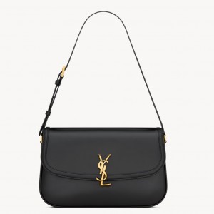 Saint Laurent Solferino Medium Shoulder Bag in Black Box Calfskin