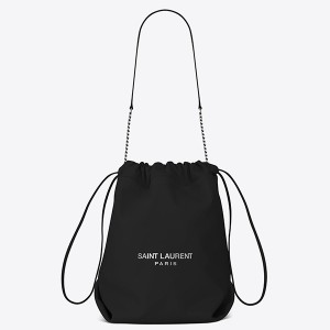 Saint Laurent Black Teddy Drawstring Bag
