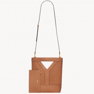 Saint Laurent Y Small Bucket Bag in Brown Calfskin