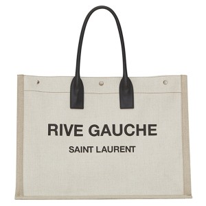 Saint Laurent White Linen Rive Gauche Tote Bag