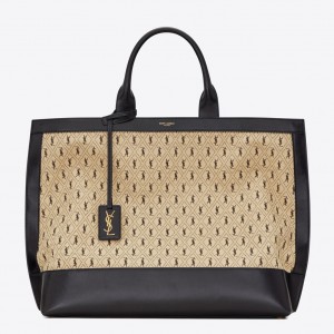 Saint Laurent Monogram All Over Cabas Tote In Canvas