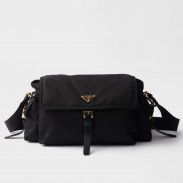 Prada Explore Large Flap Shoulder Bag in Black Re-Nylon