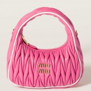 Miu Miu Wander Hobo Bag in Fuchsia Matelasse Nappa Leather