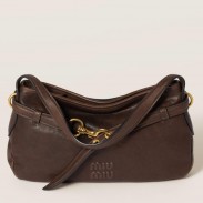 Miu Miu Aventure Small Shoulder Bag in Briarwood Nappa Leather