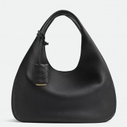 Bottega Veneta Campana Large Bag in Black Caflskin