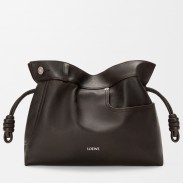 Loewe Panta Flamenco Medium Clutch Bag in Dark Brown Calfskin