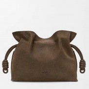 Loewe Flamenco Medium Clutch Bag in Tundra Grained Nubuck