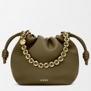 Loewe Mini Flamenco Purse Bag in Dark Khaki Nappa Lambskin