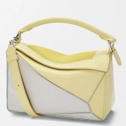 Loewe Puzzle Small Bag in Grey and Citrine Calfskin 