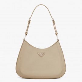 Prada Cleo Shoulder Large Bag In Beige Brushed Leather