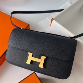 Hermes Constance Elan Handmade Bag In Black Epsom Calfskin 