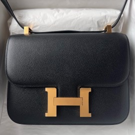 Hermes Constance 1-24 Mirror Bag In Black Epsom Calfskin 