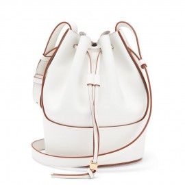 Loewe Small Balloon Bucket Bag In White Calfskin