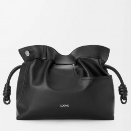 Loewe Panta Flamenco Medium Clutch Bag in Black Calfskin