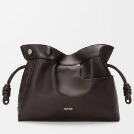 Loewe Panta Flamenco Medium Clutch Bag in Dark Brown Calfskin