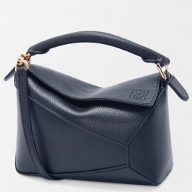 Loewe Puzzle Mini Bag in Navy Blue Soft Grained Calfskin 