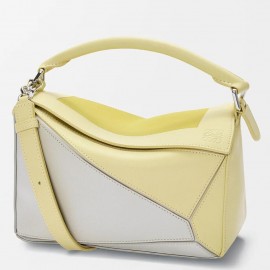 Loewe Puzzle Small Bag in Grey and Citrine Calfskin 