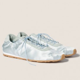 Miu Miu Plume Sneakers in Powder Blue Satin