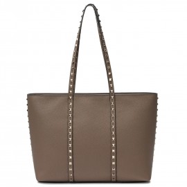 Valentino Garavani Rockstud Shopping Bag in Taupe Grainy Leather
