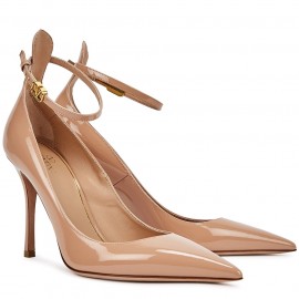 Valentino Tan-Go Pumps 100mm In Nude Patent Leather