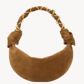Saint Laurent Amalia Mini Hobo Bag in Brown Suede Calfskin