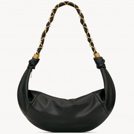 Saint Laurent Amalia Hobo Bag in Black Lambskin