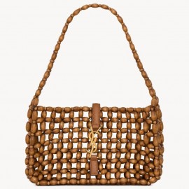 Saint Laurent Le 5 À 7 Hobo Bag in Brown Wood Beads