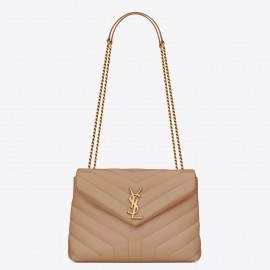 Saint Laurent Loulou Small Bag In Dark Beige Leather