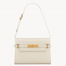 Saint Laurent Manhattan Small Shoulder Bag in White Calfskin