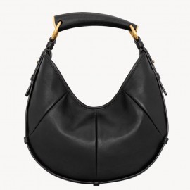 Saint Laurent Mombasa Small Hobo Bag in Black Leather