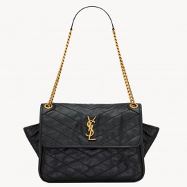 Saint Laurent Niki Tripouch Bag in Black Vintage Leather