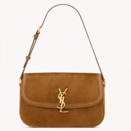 Saint Laurent Solferino Small Shoulder Bag in Caramel Suede Leather