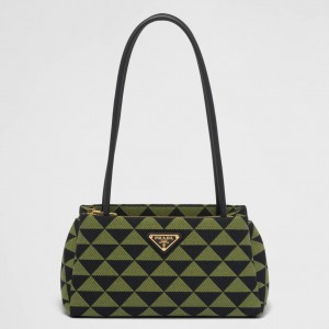 Prada Supernova Small Shoulder Bag In Black/Green Fabric