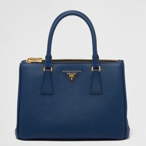 Prada Small Galleria Bag In Bluette Saffiano Leather