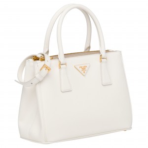 Prada Galleria Small Bag In White Saffiano Leather