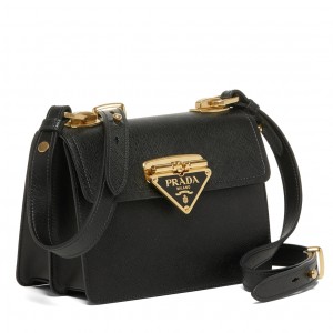Prada Symbole Shoulder Bag In Black Saffiano Leather