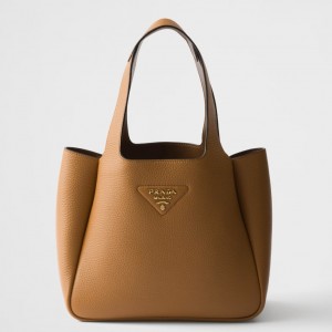 Prada Small Tote Bag in Caramel Grained Leather
