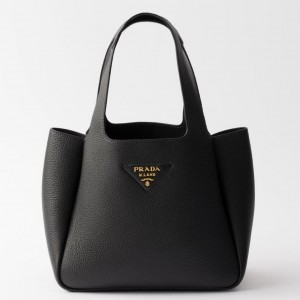 Prada Small Tote Bag in Black Grained Leather