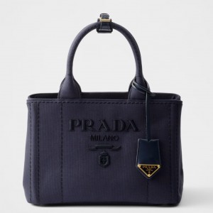 Prada Jardiniere Small Tote Bag in Blue Cotton Canvas