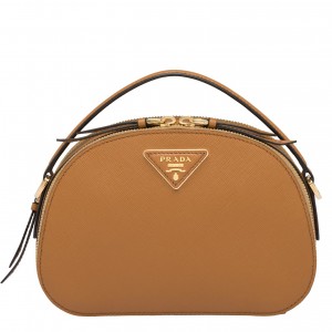 Prada Odette Camel Saffiano Leather Bag