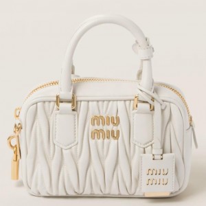 Miu Miu Arcadie Small Bag in White Matelasse Leather